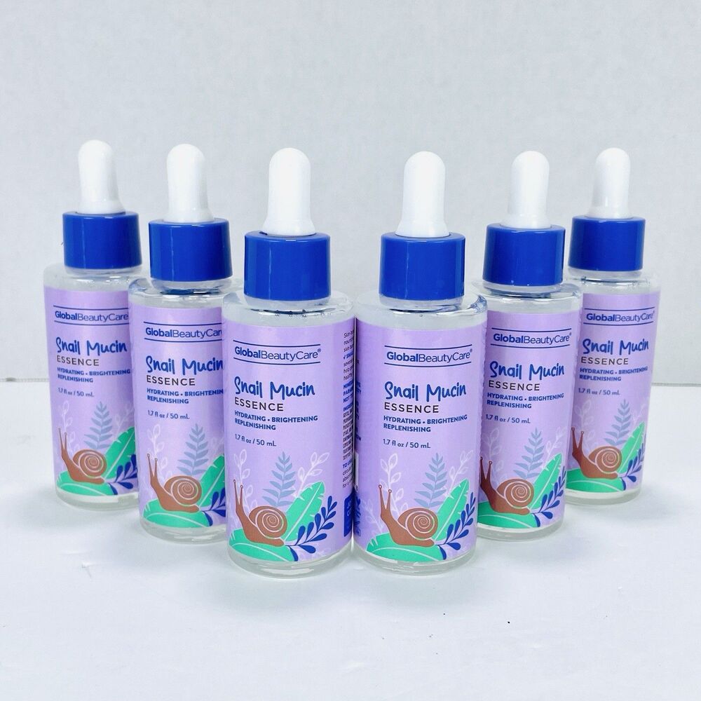6 Pk Global Beauty Care Snail Mucin Essence Hydrating Brightening 1.7 fl oz NEW